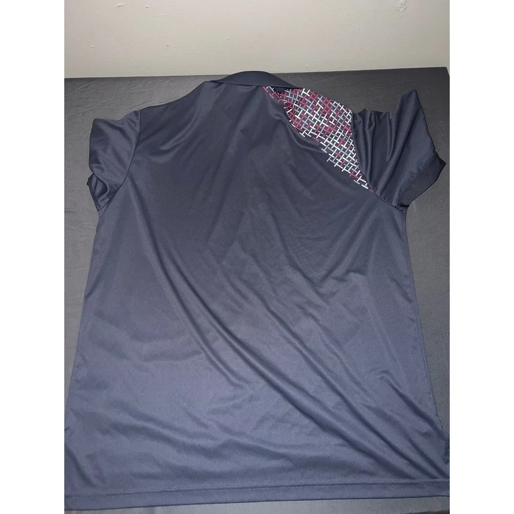 Adidas Golf ClimaCool Polo Shirt Mens XL Navy Blue Geometric Shoulder Graphic